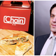 BJ Novak, right, and the Chain Crunchwrap Supreme, left